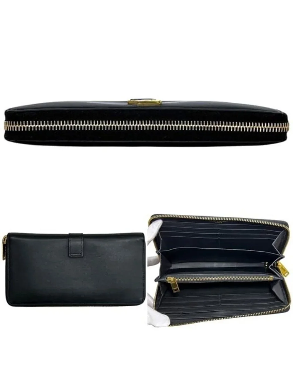 Saint Laurent Zip Around Wallet Black Cassandra Cfp - Picture 2 of 10